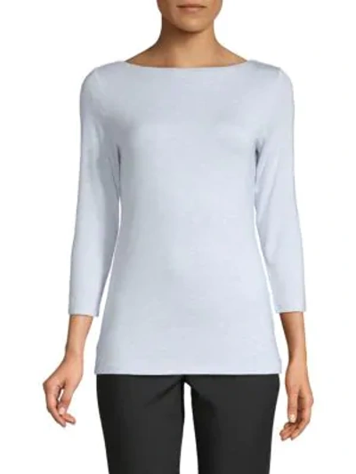 Shop Saks Fifth Avenue Boatneck Tee In Sky Blue