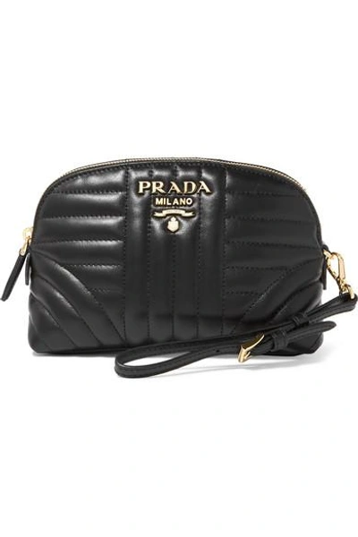 Shop Prada Quilted Leather Cosmetics Case In Black