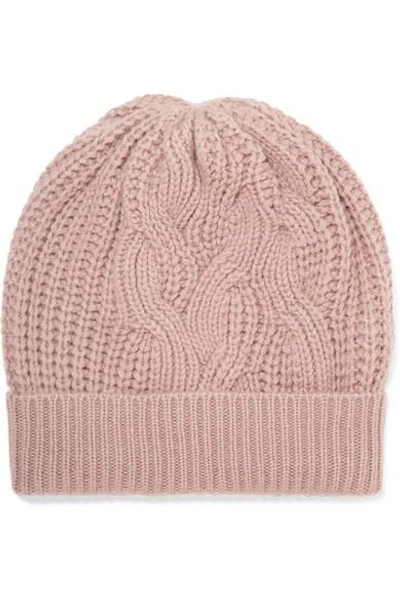 Shop Johnstons Of Elgin Cable-knit Cashmere Beanie In Blush