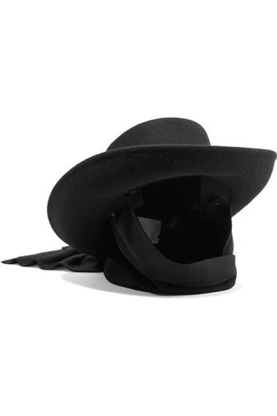 Shop Clyde Gambler Jersey-trimmed Wool-felt Hat In Black