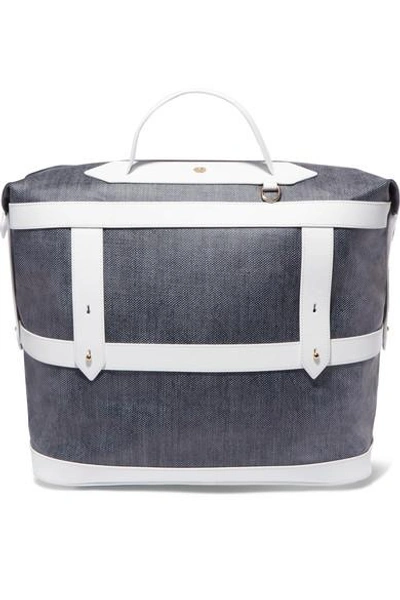Shop Paravel Leather-trimmed Canvas Weekend Bag In Navy