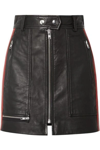 Shop Isabel Marant Étoile Alynne Striped Leather Mini Skirt In Black