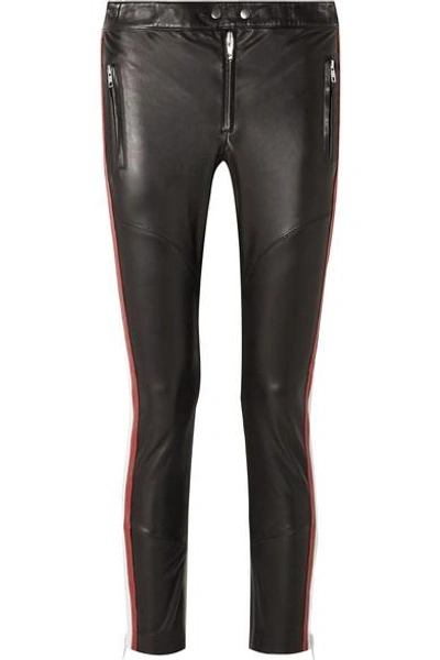 Shop Isabel Marant Étoile Aya Paneled Leather Skinny Pants In Black