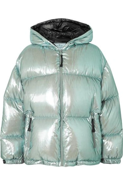 Shop Prada Oversized Quilted Metallic Shell Down Jacket In Mint