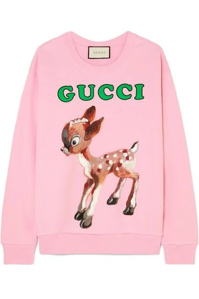 Shop Gucci Printed Cotton-jersey Sweatshirt