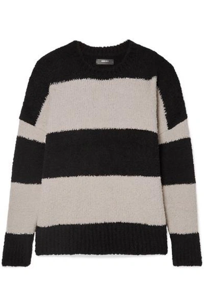 Shop Amiri Oversized Striped Wool-blend Sweater In Black