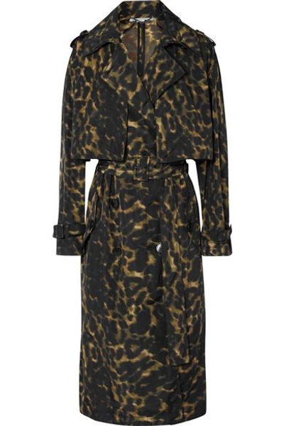 Shop Stella Mccartney Leopard-print Nylon Trench Coat In Brown