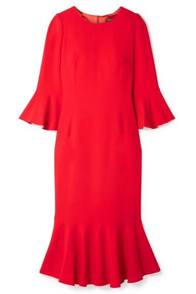 Shop Dolce & Gabbana Ruffled Cady Midi Dress In Papaya