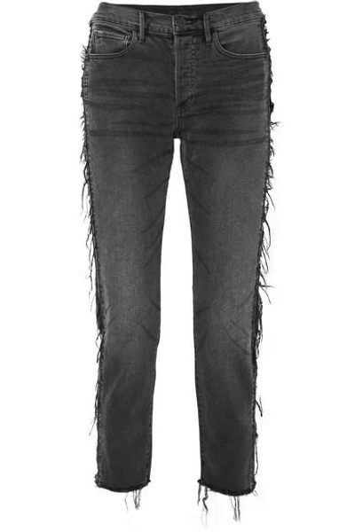 Shop 3x1 W3 Cora Cropped Distressed High-rise Straight-leg Jeans In Gray