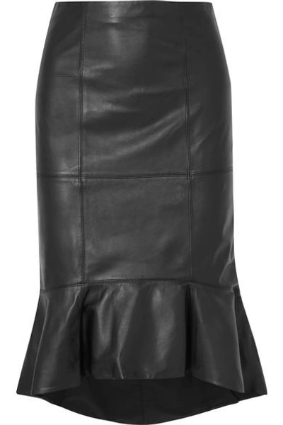 Shop Alice And Olivia Kina Ruffled Leather Skirt