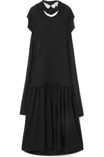 Shop Jw Anderson Open-back Wool-jersey Maxi Dress In Black