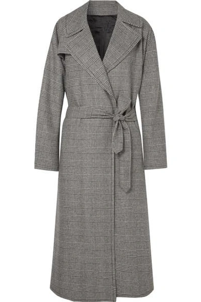 Shop Nili Lotan Topher Distressed Prince Of Wales Checked Wool-blend Tweed Coat In Gray