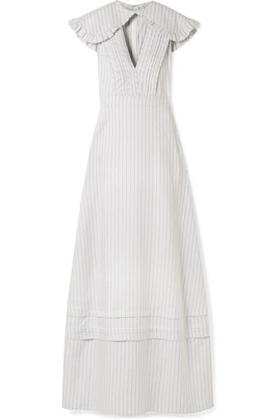 Shop Calvin Klein 205w39nyc Cape-effect Striped Silk And Cotton-blend Maxi Dress