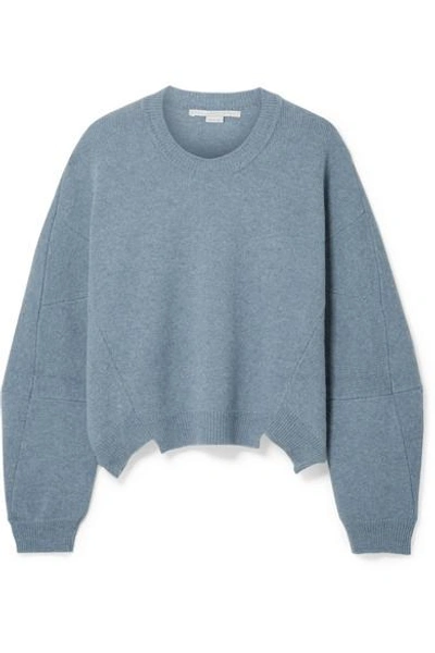 Shop Stella Mccartney Asymmetric Wool And Alpaca-blend Sweater In Blue