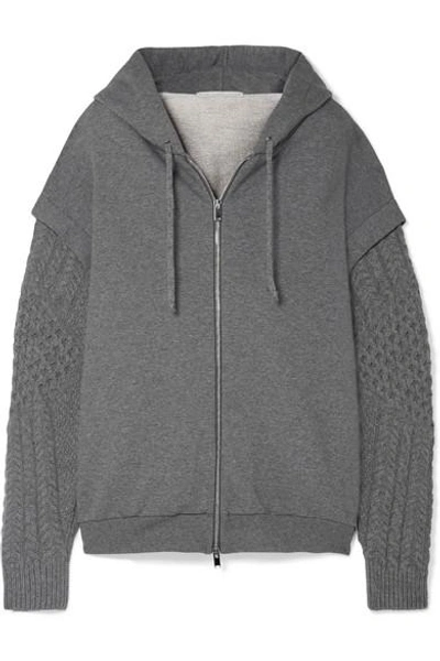 Shop Stella Mccartney Oversized Cotton-jersey And Wool And Alpaca-blend Hoodie In Gray