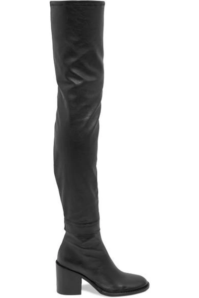 Shop Ann Demeulemeester Stretch-leather Thigh Boots In Black