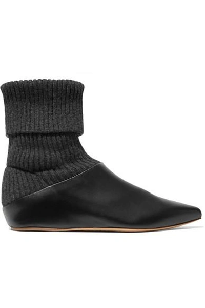 Shop Gabriela Hearst Rocia Leather And Cashmere Sock Boots In Black