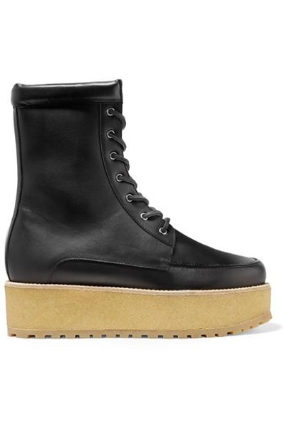 Shop Gabriela Hearst David Leather Platform Ankle Boots In Black