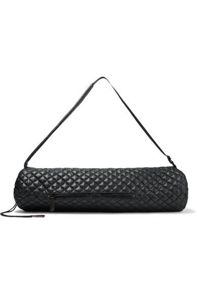 Shop Mz Wallace Leather-trimmed Quilted Shell Yoga Mat Bag In Black