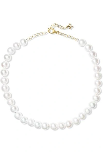 Shop Mateo 14-karat Gold Pearl Anklet In White