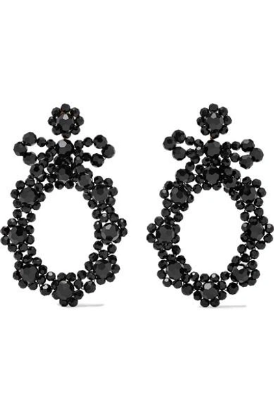 Shop Simone Rocha Gold-tone Crystal Earrings In Black