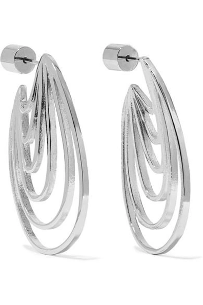 Shop Jennifer Fisher Rainbow Huggie Silver And Rhodium-plated Earrings