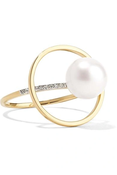 Shop Mateo 14-karat Gold, Pearl And Diamond Ring