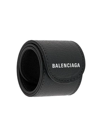 Shop Balenciaga Logo Cuff In Black