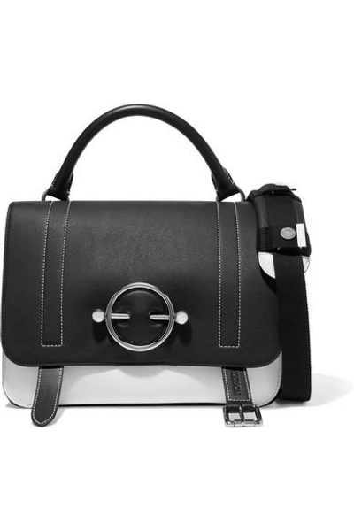 Shop Jw Anderson Disc Two-tone Leather And Suede Shoulder Bag In Black