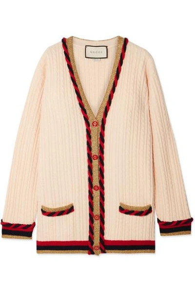 Shop Gucci Oversized Wool And Cashmere-blend Cardigan