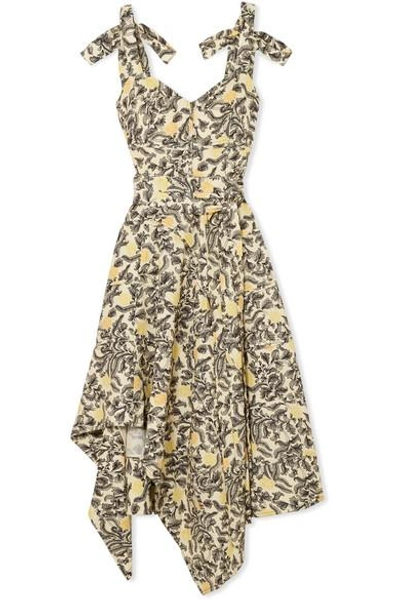 Shop Proenza Schouler Asymmetric Floral-print Georgette Midi Dress