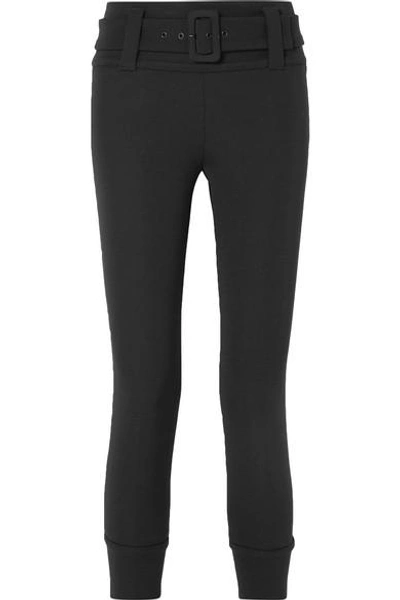 Shop Prada Cropped Tech-jersey Straight-leg Pants In Black