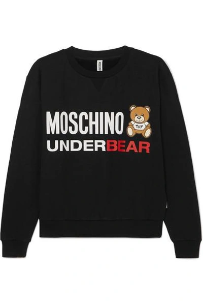 Shop Moschino Printed Cotton-jersey Sweatshirt In Black