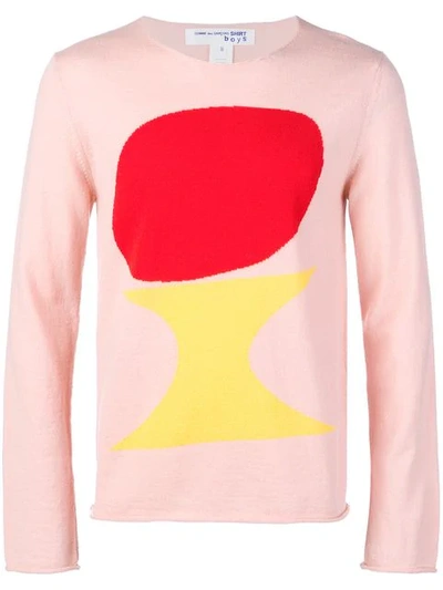 Shop Comme Des Garçons Shirt Rounded Intarsia Motive Jumper In Pink