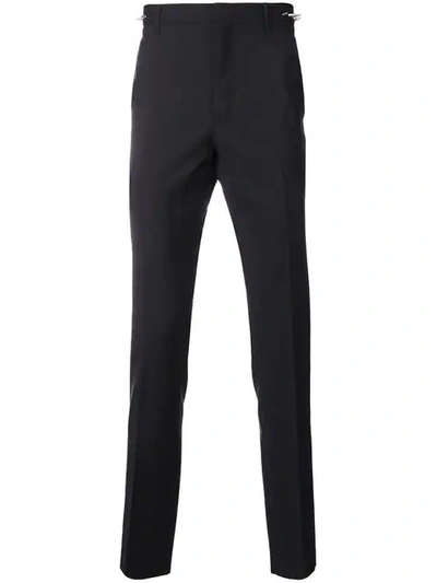 Shop Valentino Stud Detail Slim Fit Trousers - Black