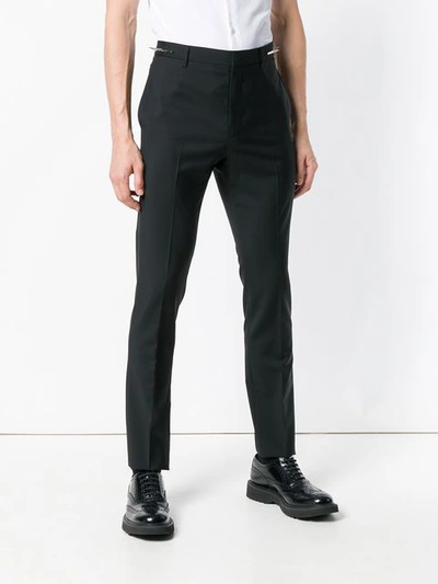 Shop Valentino Stud Detail Slim Fit Trousers - Black