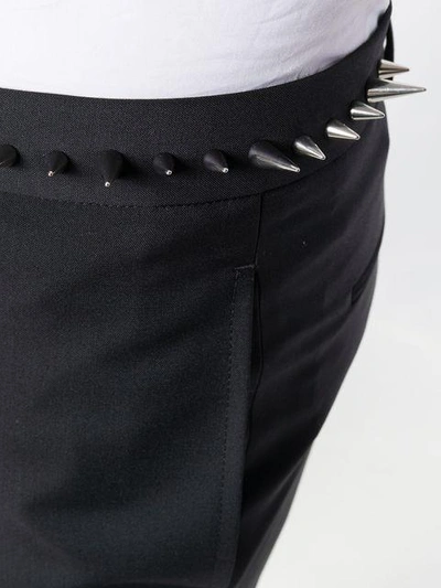 Shop Valentino Stud Detail Slim Fit Trousers - Black