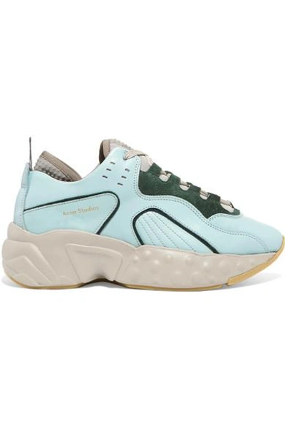 Acne Studios Manhattan Leather, Suede And Mesh Sneakers In Green | ModeSens