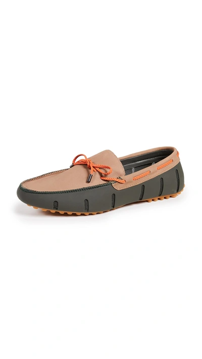 Shop Swims Braided Nubuck Luxe Loafer Drivers In Olive/gaucho/gum