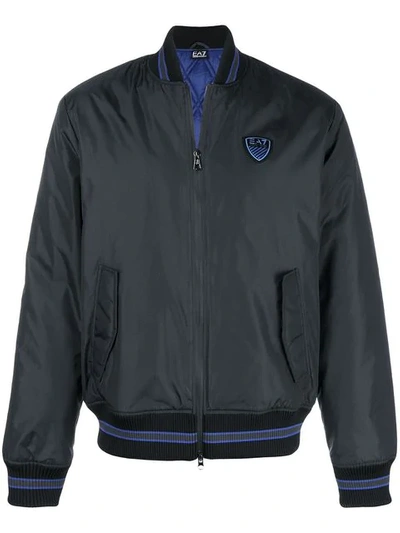 Shop Ea7 Emporio Armani Zipped Bomber Jacket - Blue