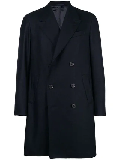 Shop Caruso Double Breasted Coat - Blue