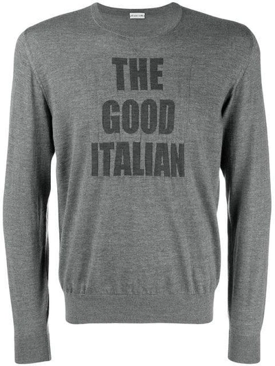 Shop Caruso Slogan Sweater - Grey