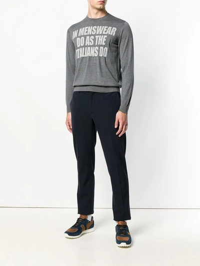 Shop Caruso Slogan Sweater - Grey