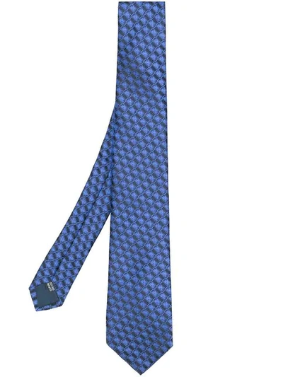 Shop Lanvin Classic Geometric Print Tie - Blue