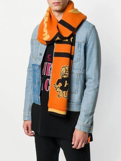 Shop Heron Preston Dragons Knitted Scarf In Yellow
