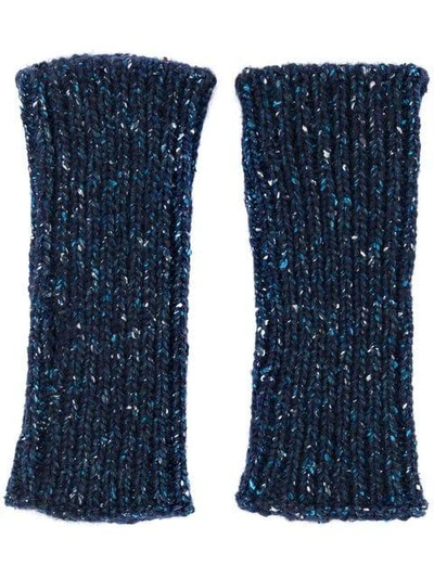 Shop Marni Knitted Arm Sleeves - Blue