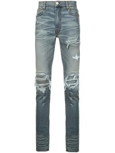 Shop Amiri Distressed Slim-fit Jeans - Blue