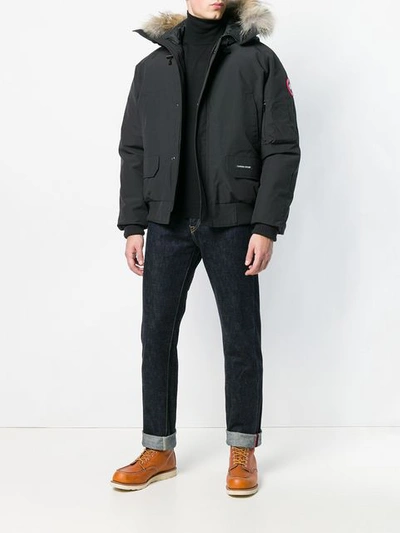 Shop Canada Goose Fur Hooded Jacket In Black
