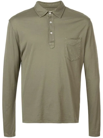 Shop Officine Generale Plain Polo Shirt - Green