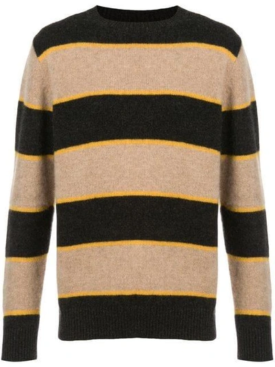 Shop The Elder Statesman Striped Knit Sweater - Grey